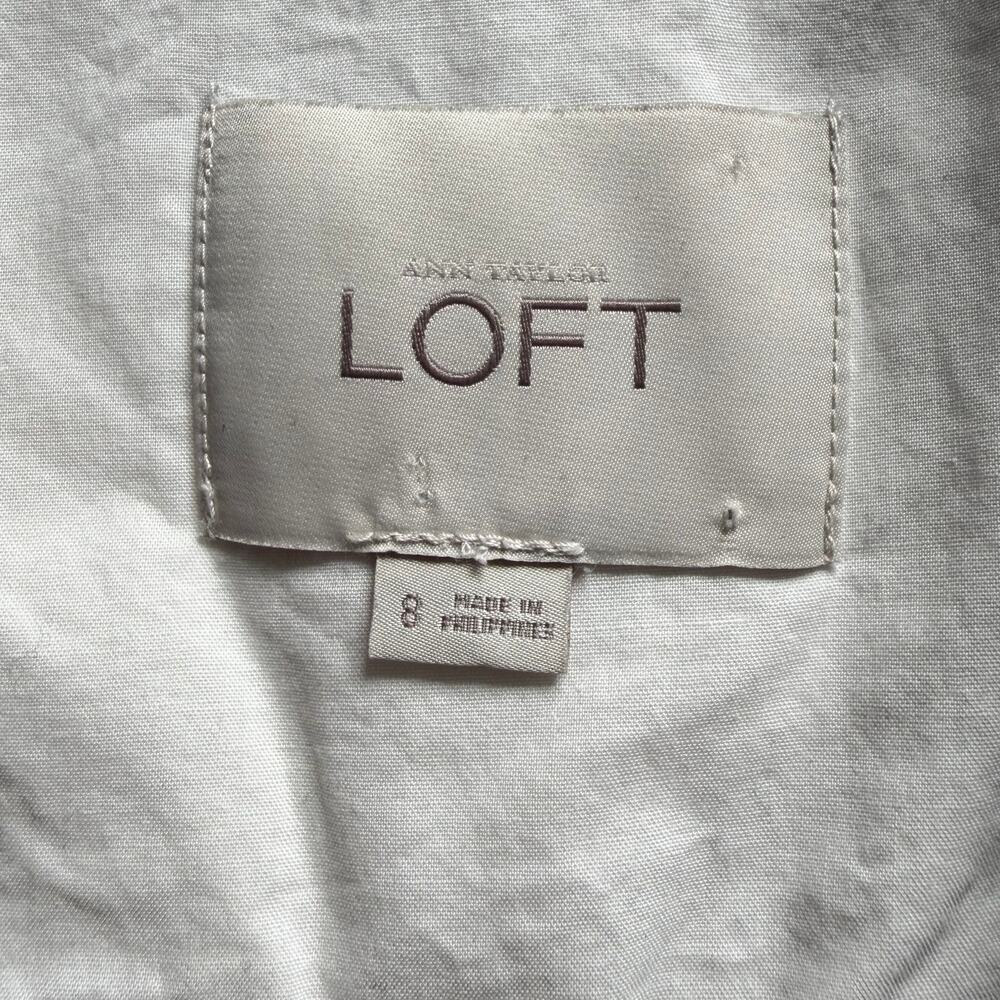 LOFT Blue White Ikat Print Blazer Size 8 Lightweight Jacket Career Casual Work - Picture 9 of 10